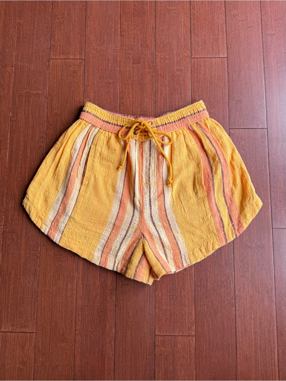 Free People Kalli Striped Shorts Yellow Orange - Size S